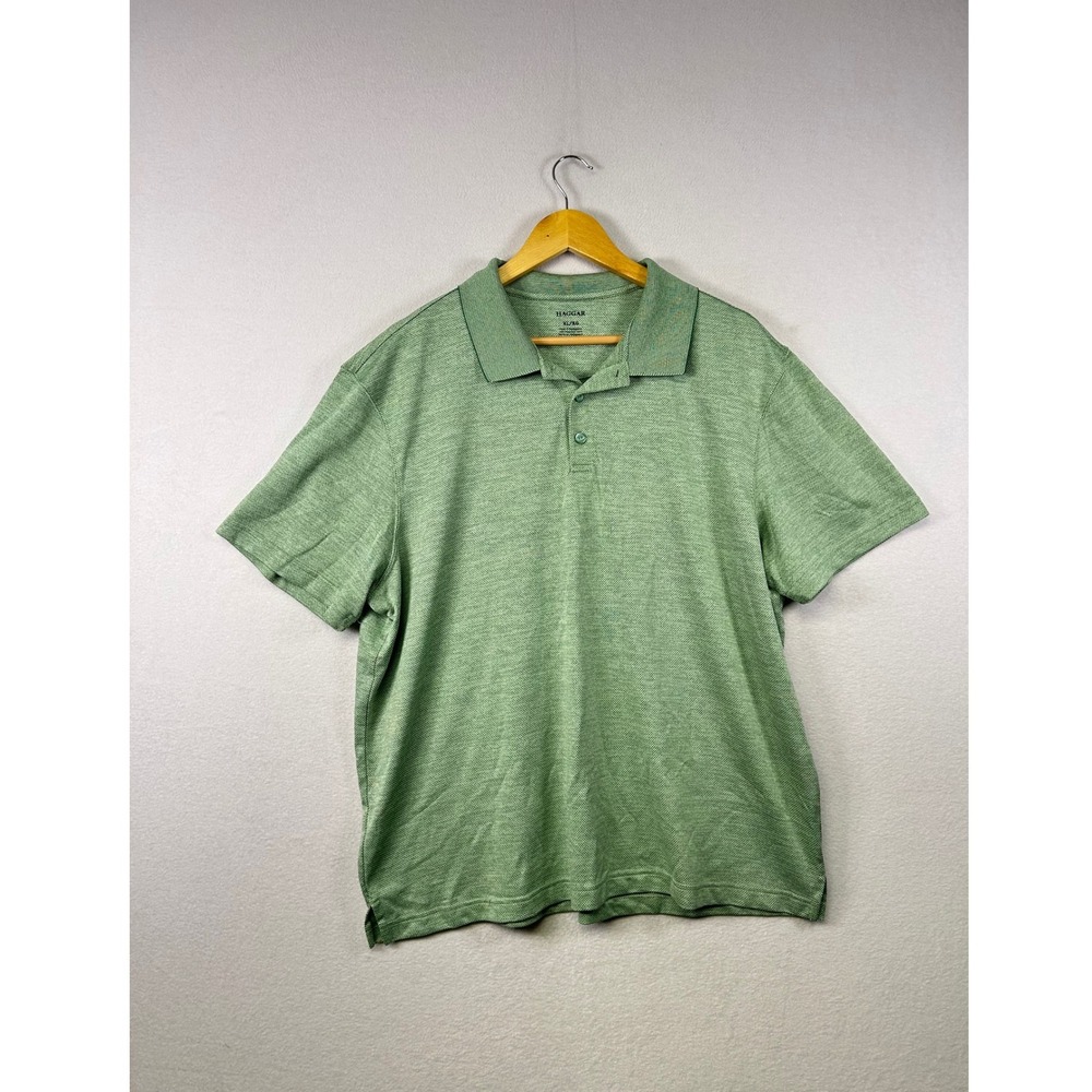 HAGGAR Mens‎ Short Sleeve Textured Polo Shirt Green XL